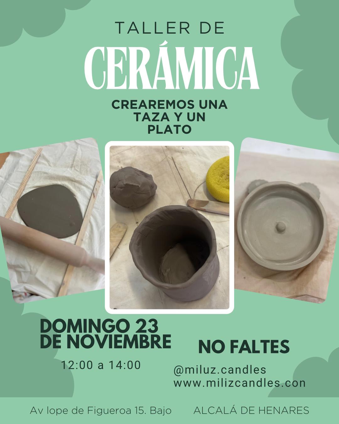 Taller de Cerámica Artesanal: Crea tu Propia Taza y Plato – PRECIO DEL TALLER: 40€ (Reserva 10€)