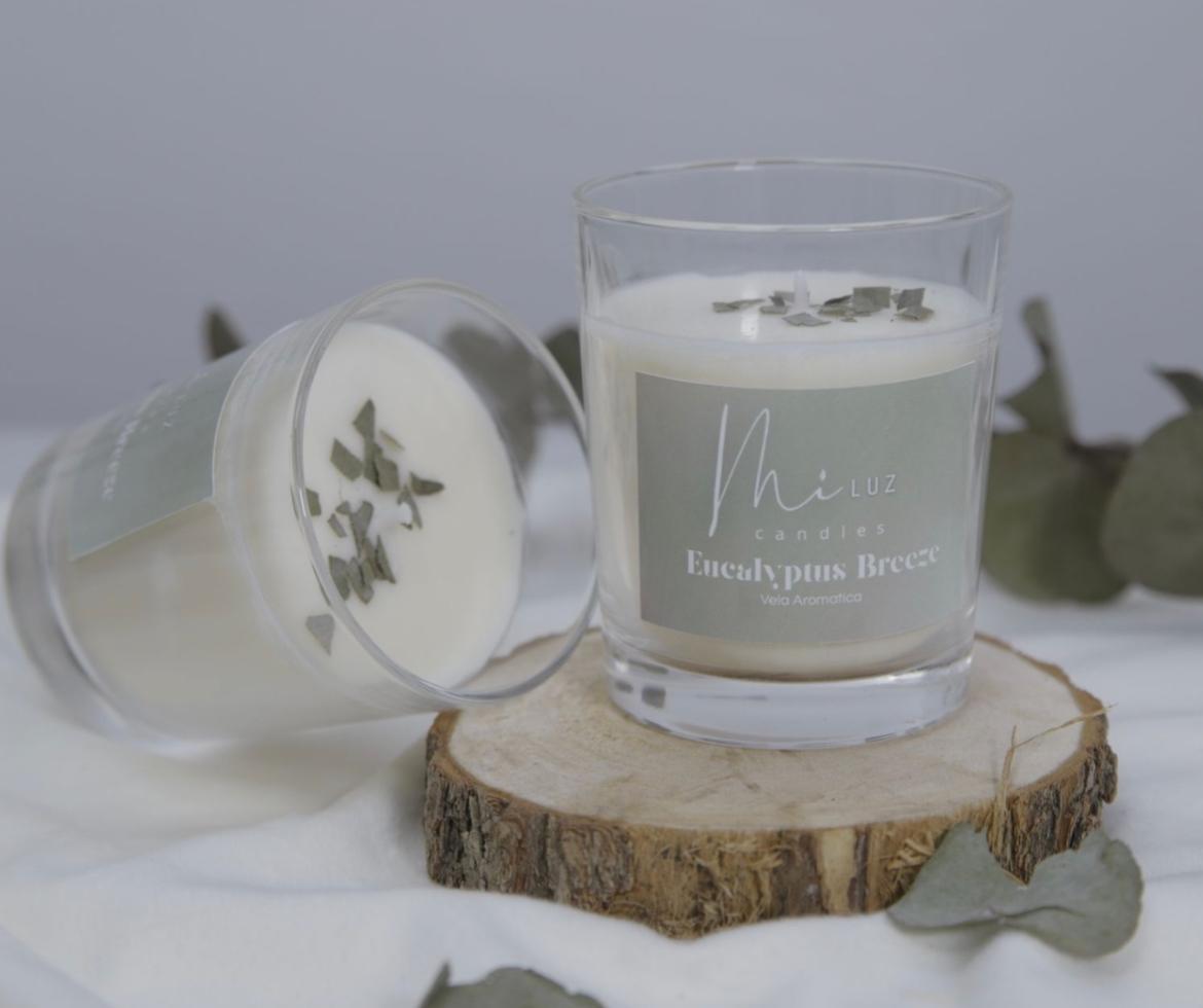 Eucalyptus Breeze – Vela artesanal en vaso de cristal